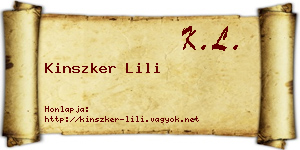Kinszker Lili névjegykártya